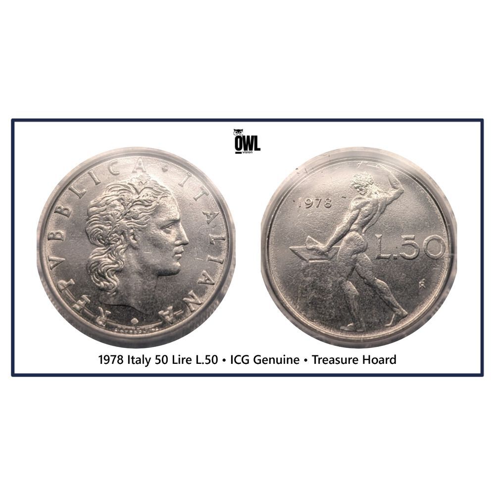 1978 Italy 50 Lire L.50 • ICG Genuine • Treasure Hoard • UMM Finds NorCal